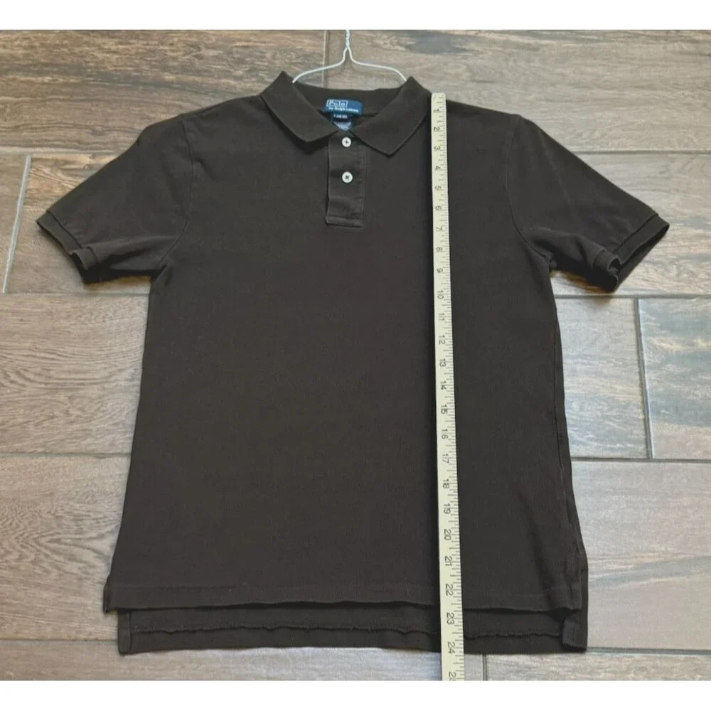 Polo Ralph Lauren Boy's 14/16 Shirt Short Sleeve Brown 100% Cotton Golf Tennis